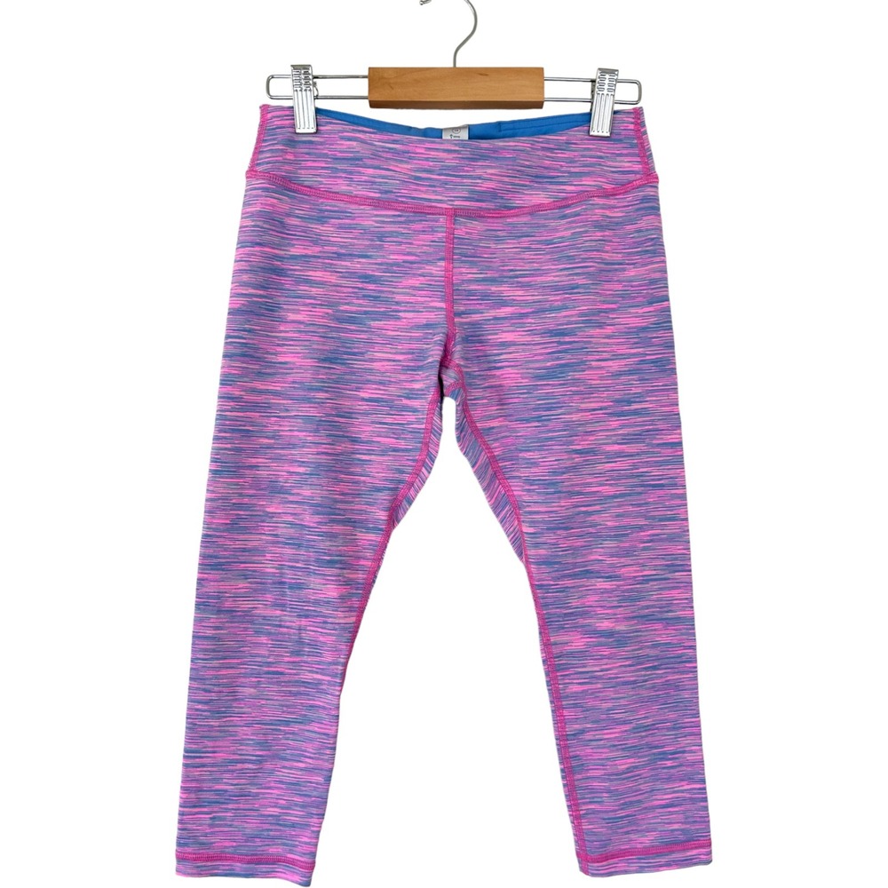 Ivivva Girls Pink Blue Space Dye Cropped Leggings Size 14 Athletic Yoga Tights